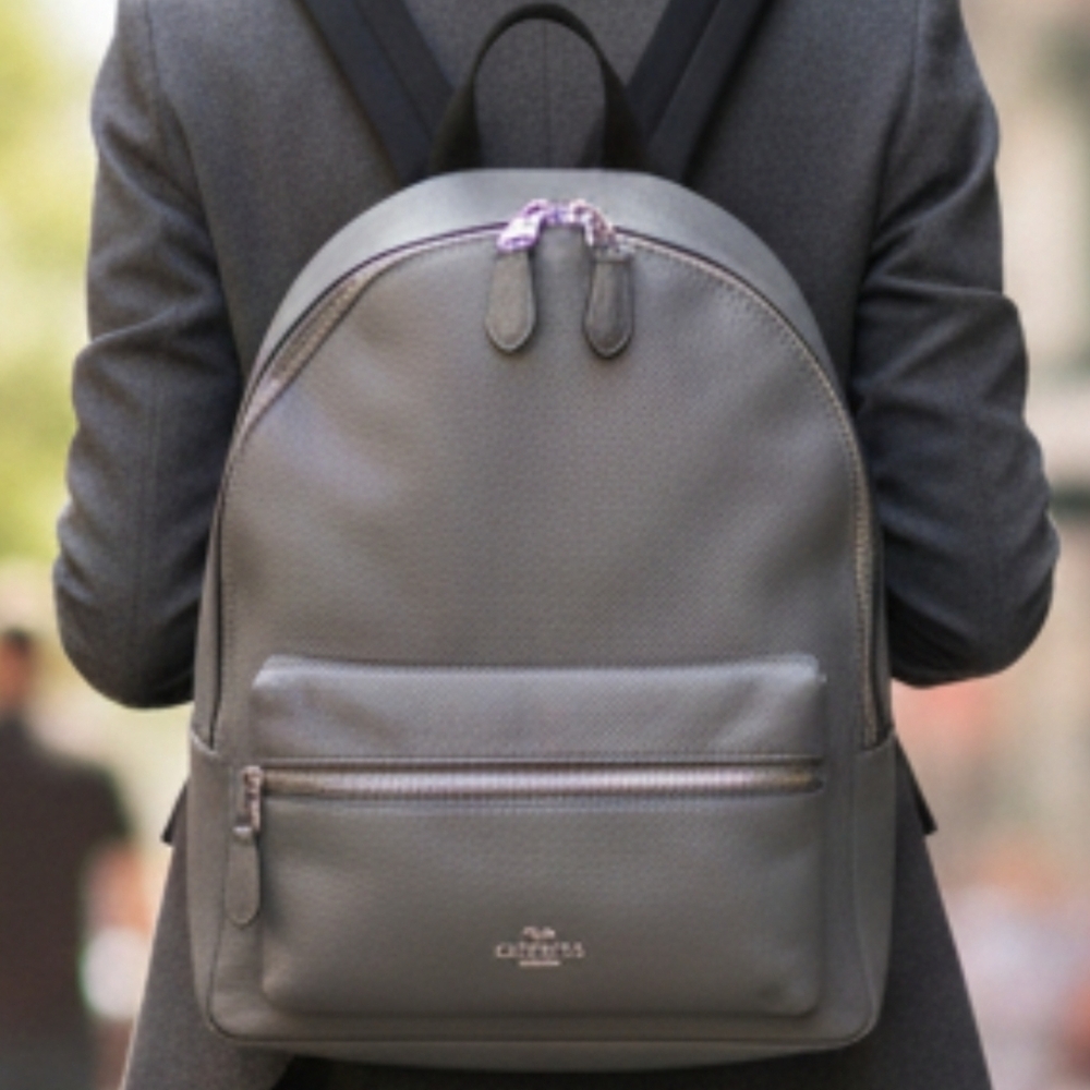 Coach Charlie Pebbled Leather Medium  Backpack
